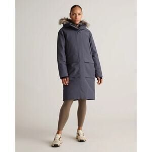 New Quince Women Responsible Down Hooded Long Parka Carbon Gray Large $190 0813